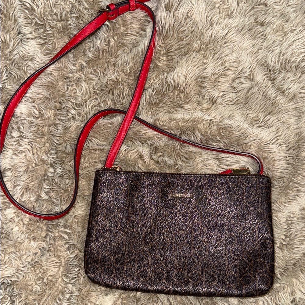 Calvin Klein Brown and Red Women's crossbody  Bag